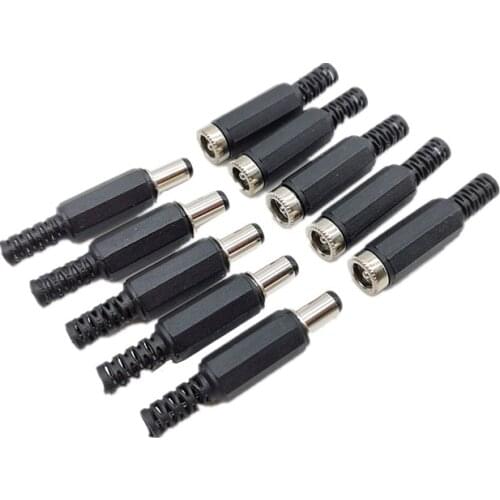 5pcs 5.5x2.5mm DC Power Jack Plugs Male Female Socket Adapter Connectors For DIY Projects Disassembly Female Male Plug