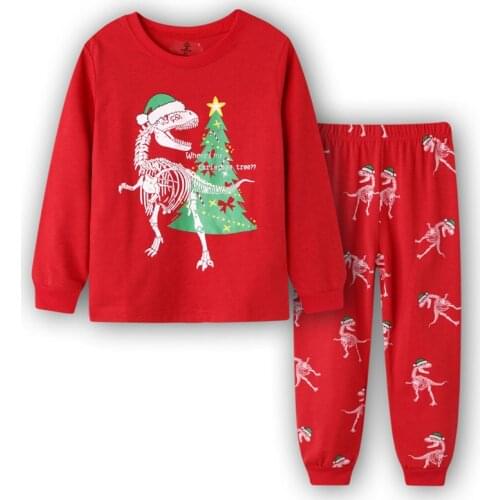 2020 Boys Christmas Pajamas Pijama Infantil Girls Santa Pjs Gecelik Koszula Nocna Pyjamas Kids Animais Dinosaurios Pajama Set