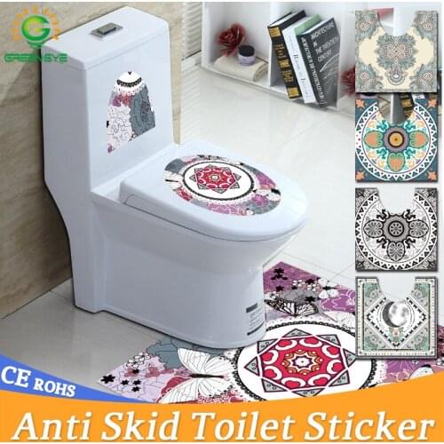 PVC Bathroom Toilet seat Anti-skid Self-adhesive DIY Waterproof Floor Sticker for Household Bathroom Toilet Seat Cover Mats Pad
