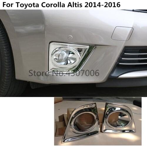 Car styling body front fog light lamp frame stick styling ABS Chrome cover trim 2pcs For toyota Corolla Altis 2014 2015 2016
