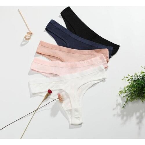 Sexy Lingerie Womens Cotton G-String Thong Panties String Underwear Women Briefs Pants Intimate Ladies Low-Rise 3 piece