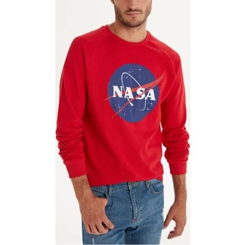 Nasa Printed Crew Neck Sweatshirt Red Color Men 2020 new Sweatshirt
