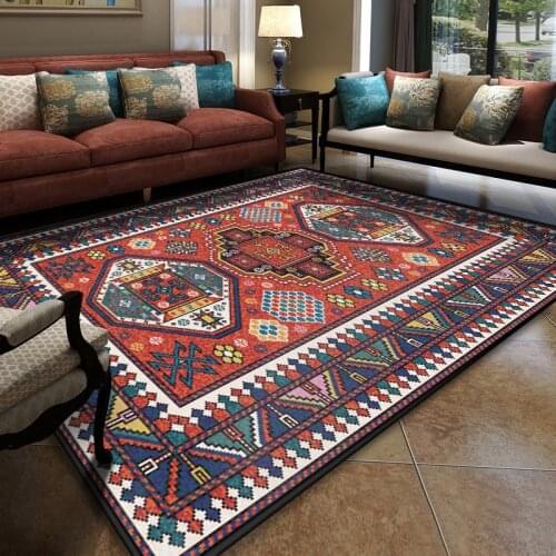 Turkish Persian rug ethnic style carpet living room bedroom large carpet parlor crystal velvet non-slip kids room floor mat