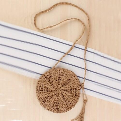 Ladies Round Beach Bags Handmade Straw Bag Woven Tassel Shoulder Bag 2020 Summer Bohemian Vacation Womens Casual Crossbody Bags