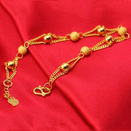 Valentines Day 24k Fashion Bead Bracelet for Women gold color Friendship Bracelets Fine Jewelry