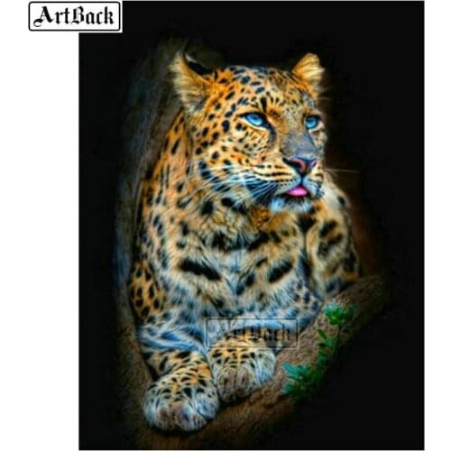 Animal 5d diamond painting tiger leopard full square / round drill sticker resin diamond mosaic crafts 3d decoration