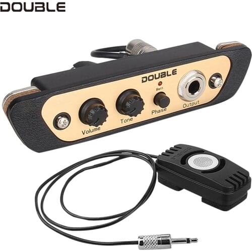 DOUBLE CJ01L Cajon Box Drum Preamp Pickup Musical Instrument Pickup with Mic 1/4 Inch Jack