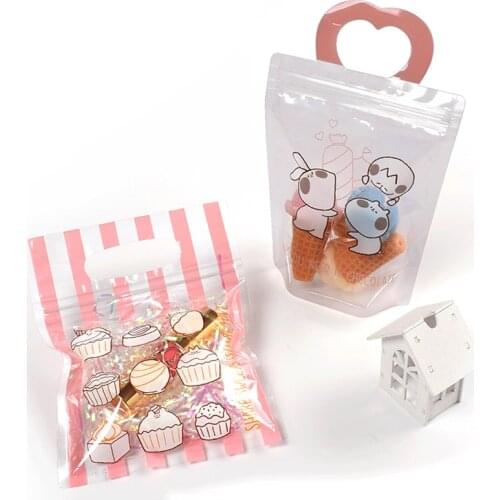 10PCS Reusable Pink Portable Seal Candy Zipper Bag Birthday Party Packaging Cookies OPP Plastic Bags Gifts Ziplock Pouch Jewelry