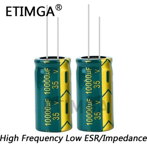 2pcs/lot Low ESR/Impedance High Frequency 35v 10000UF Aluminum Electrolytic Capacitor Size 18*35mm 10000UF35V 20