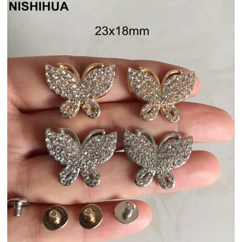 20 set - Metal Shining Butterfly Rivet Spike Studs,Gold/Silver Screw-in Rivet Studs 23x18mm Shoes Decoration Rivets -C