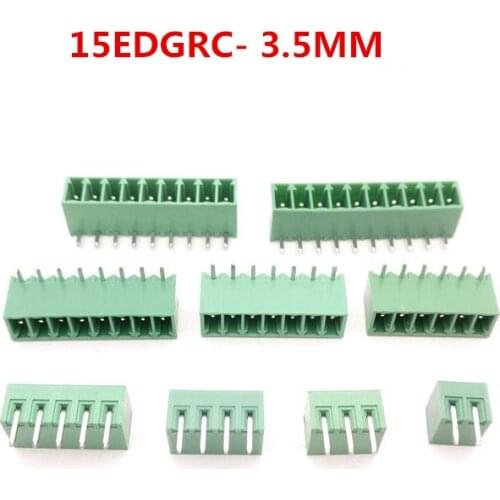 20pcs/lot 15EDGRC 3.5MM 2/ 3/4/5/6/7/8/8/9/10 Bend Pin Screw Terminal Block Connector Pluggable type Copper RoHS