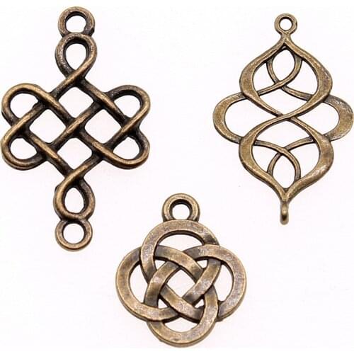 20pcs Charms Chinese Knot For Jewelry Making Jewelry Findings Antique Bronze Plated Chinese Knot Charms Connector
