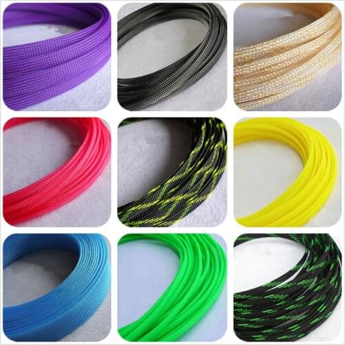 5m high quality 6mm colour Cable Sleeve Wire Protection PET Cable Sleeves wire cable Braided PET Sleeve