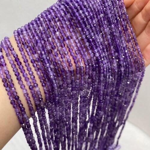 Natural Stone Beads Amethyst Faceted Loose Beads 3mm For Jewelry Making DIY Necklace Bracelet Earrings Accessory