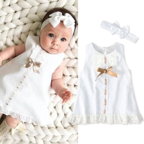 Baby Kids Girls Birthday White Princess Dress Hairband Outfits Clothes Summer Dress Baby Girl Clothes Vestido Infantil Cloth