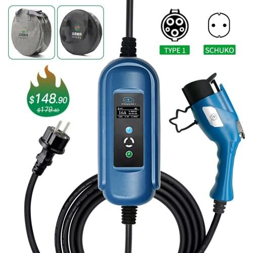 EV charger 16A schuko plug type 2 iec 62196-2 Type1 J1772 EVSE Electric Car Charging Cable Input 220V-240V Home Connector