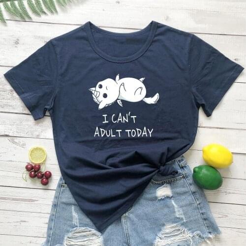 Lovely unicorn I CAN'T ADULT TODAY t-shirt funny unisex women graphic casual 100% Cotton tumblr hipster Fashion tee top tshirt