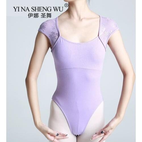 New Ballet Dance Lace Leotard For Women Girls Gymnastics Leotards Dancewear Clothing Lace Splice Cutout Back Ballet Dance Female