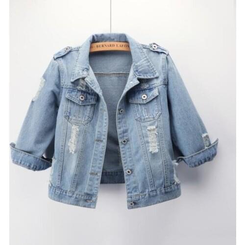 2019 large size 5XL denim jacket ladies boyfriend denim coat streetwear Harajuku retro autumn basic jacket 7 sleeves