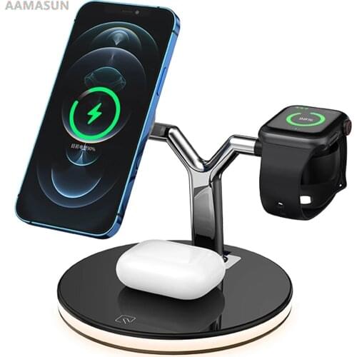 3 in 1 Magnetic Wireless Charger 15W Fast Charging Station for Magsafe iPhone 12 pro Max Chargers for Apple Watch Airpods pro