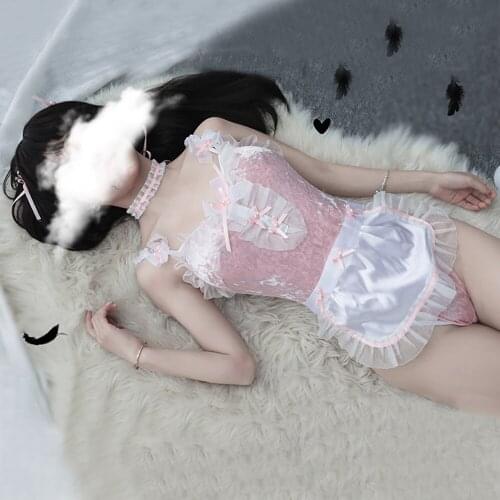 Sweet Pink Maid Outfit Cute Cos Bunny Girl Uniform Nightclub Cosplay Japanese Costumes Sexy Lingerie School Girl Kawaii Set