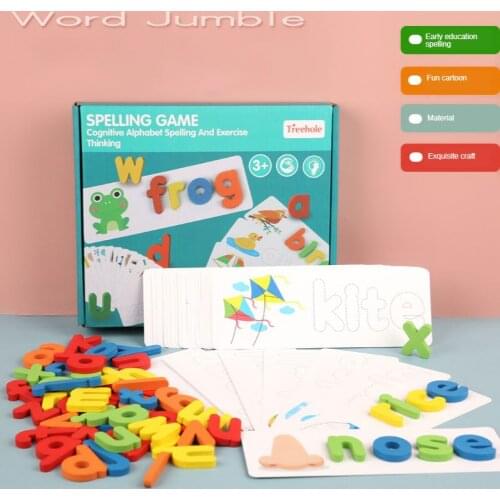 Montessori Spell word game Wooden Toys Early Learning Jigsaw Letter Alphabet Puzzle Preschool Educational Baby Toys for Children