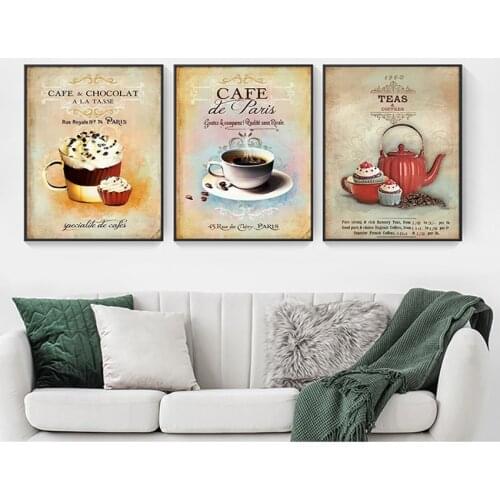 Home Decoration Kitchen Wall Pictures No Frame Nordic Poster Vintage Minimalist Coffee Dessert Canvas painting Abstract