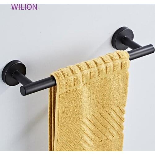 Matt Black 1Pcs 50cm Length Wall Mounted Towel Rack Bathroom Bar Stainless Steel Material With Screws Cuarto De Bano