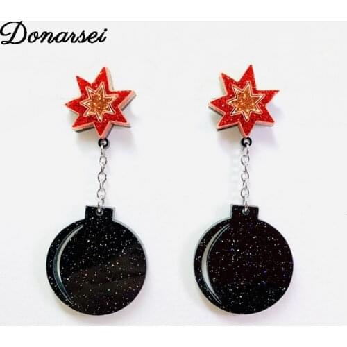 Donarsei 2020 New Creative Boom Bomb Acrylic Earrings For Women Funny Female Toy Drop Earrings Gift