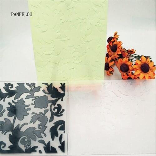 PANFELOU Leaves the shadow Embossing folders Plastic For Scrapbooking DIY Template Fondant Cake Photo Album Card Making