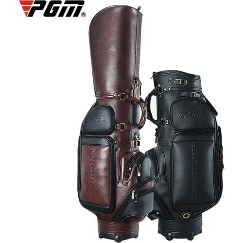 Pgm Golf Waterproof Genuine Leather Bag Standard Ball Package Large Capacity With Cover High-End Multifunctional Golf Bag D0740