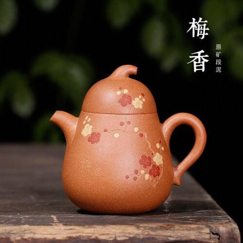Ore old section of the clay pot of plum flower mud painting Christina national assistant craft high-end tea sets