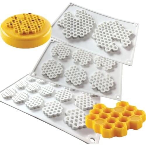 SHENHONG Cupcake Dessert Decoration Honeycomb Fondant Moulds Silicone Cake Molds Kitchen Bakeware Mousse Pastry Baking Tools