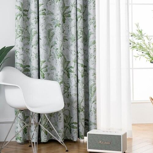 Blue Green Leaves Print Modern Simplicity Window Curtains Drapes Curtains For Living Room Kitchen Bedroom Home Decor Cortinas