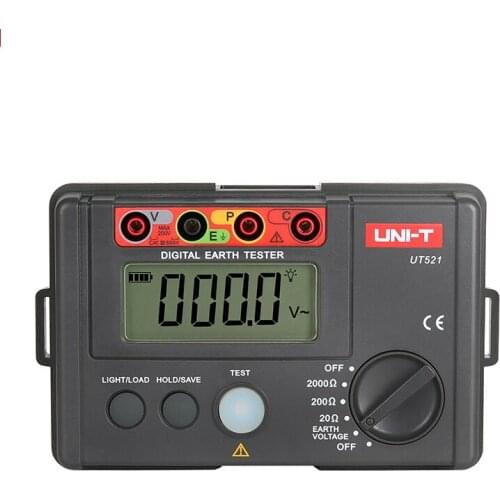UNI-T UT521 LCD Digital Earth Ground Resistance Voltage Meter Tester 0-200V 0-2000 ohm