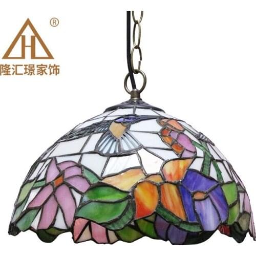 Stained Glass Pendant Lights Rose Flower Tiffany Hanglamp E27 LED Hanging light fixture suspension luminaire Pendant Lamps