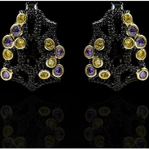 Retro Creative Hollow Irregular Geometric Zircon Ladies Earrings Italian Luxury 925 Silver Jewelry Designer Jewelry