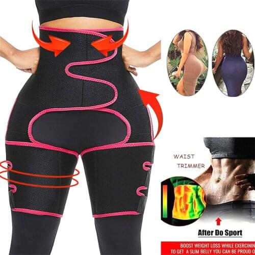 Women Slimming Neoprene Sauna Waist Trainer Corset Three-in-one Sports Abdomen Belt Thigh Trimmer Forming Workout Fitness