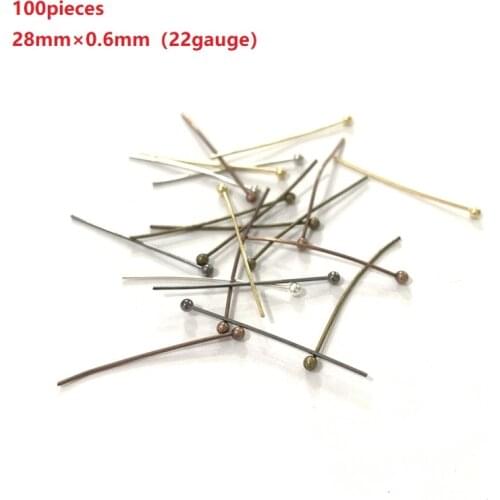 100pcs 22gauge thickness 28mm length copper ball pins jewelry accessories for jewelry making