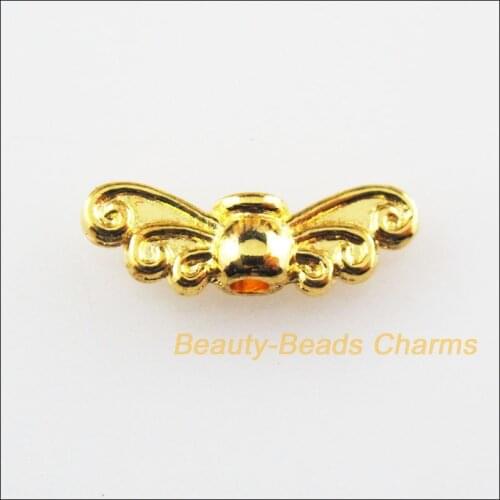 New 100Pcs Gold Color Animal Dragonfly Wings Spacer Beads Charms 4.5x14mm