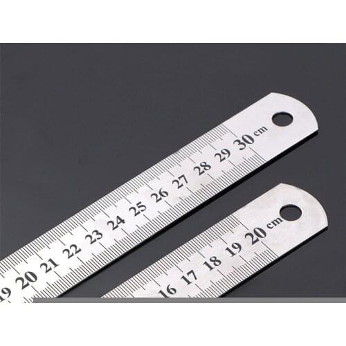2pcs Double Side Scale Metal Ruler 0.5mm Precision Stainless Steel Straight Ruler Measuring Tool School Office Drafting Supplies