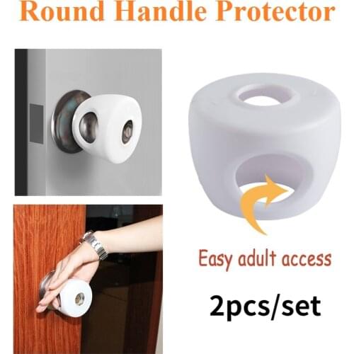 2Pcs Door Round Handle Protector Knob Dust Covers Wall Anti-collision Handle Bumper Kids Safety Supplies Crash Pad Home Bedroom