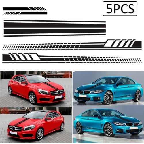 5pcs Car Side Skirt Sticker Long Stripe Auto Vinyl Film Wrap Stickers Tuning Universal Shelter Scratches DIY Car Accessories