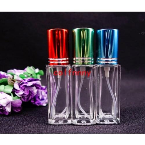 500pcs/lot Fast Shipping 10ML Mini Portable Square glass Perfume Bottle With Sprayer Empty Cosmetic Parfume Case For Traveler