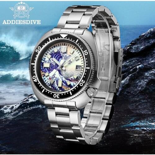 Addies dive Automatic Mechanical Watches Kanagawa Surfing Full Luminous Dial 200m Diver Watch Stainless Sapphire diving Watch