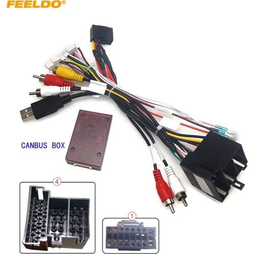 FEELDO Car Radio 16PIN Android Power Calbe With Canbus Box For KIA Sorento Cerato Audio Wiring Harness Adapter #HQ6519