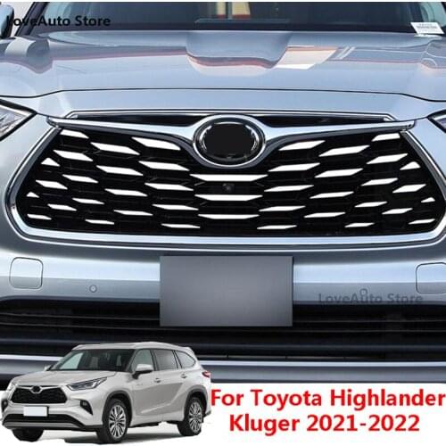 Car Middle Mesh Decoration Sequin Front Face Middle Mesh Stainless Steel Strip Cover for Toyota Highlander Kluger XU70 2021 2022
