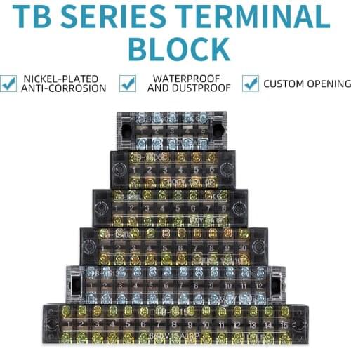 Dual Row Strip Screw Terminal Block Fixed Wiring Board wire connector TB-1503/TB-1506 15A TB-2503/TB2506 25A Dual Row Strip Sc