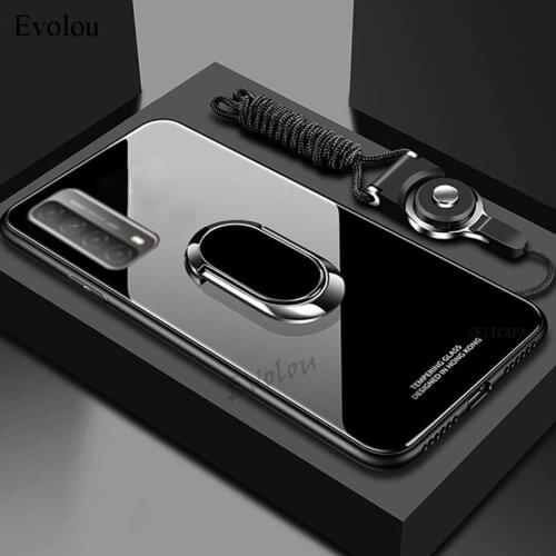For Huawei P Smart 2021 Y7A Case Magnet Ring Holder Stand Phone Case For Huawei Y7A P Smart 2021 Tempered Glass Back Cover Capa