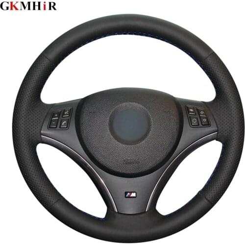 Black Artificial Leather Car Steering Wheel Cover for BMW E90 325i 330i 335i E87 120i 130i 120d